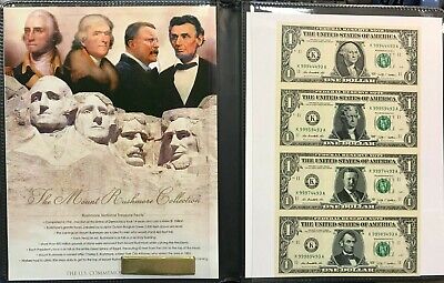 $1 1995 Federal Reserve Notes Handsigned 40th Treasurer Sheet of 4