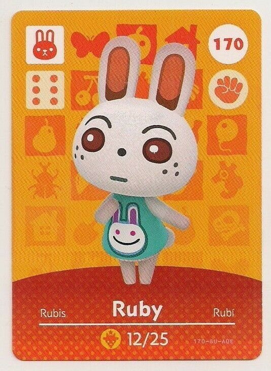Animal Crossing amiibo Card Ruby 170 Series 2 Rabbit New Leaf