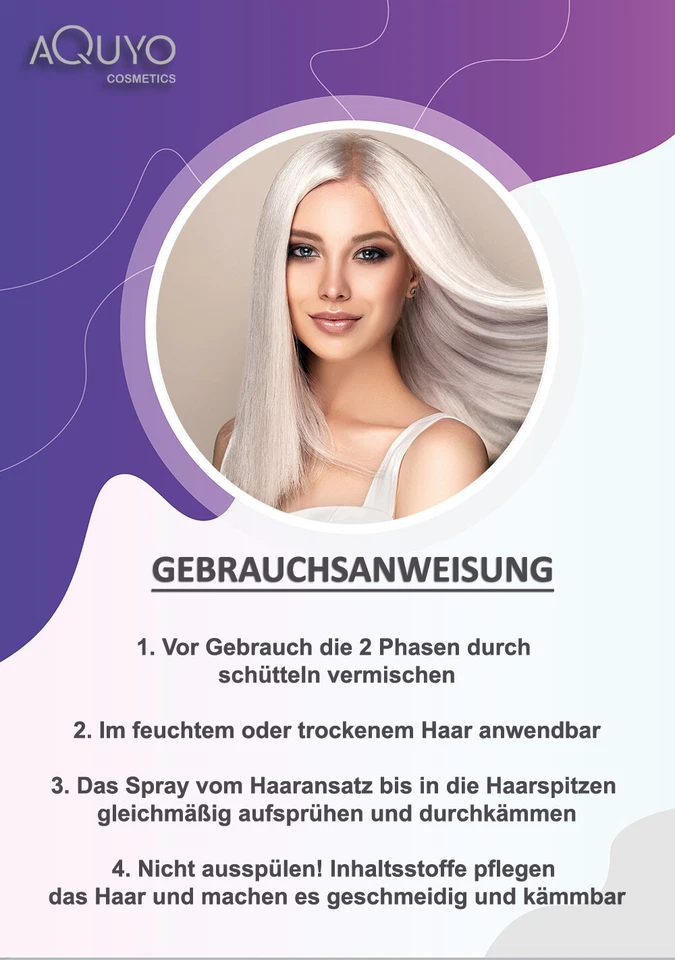 Anti Gelbstich Silber Spray 2 Phasen Conditioner blondes graues Haar 200ml - Bild 4 von 4