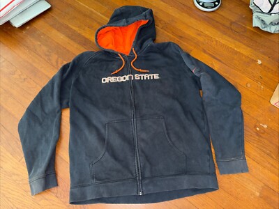 Oregan State Black Full Zip Hoodie Sweater Jacket Beavers Nike Team XL Well-Worn