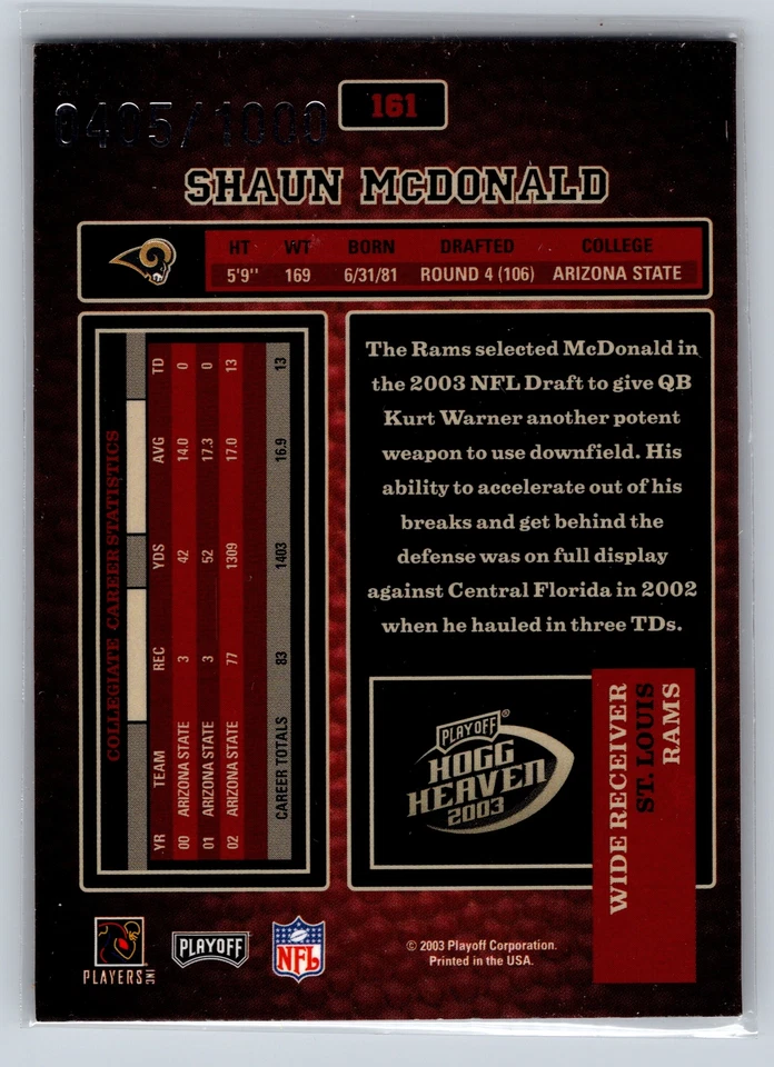 2003 Hogg Heaven Shaun Mcdonald /1000 - Image 2 of 2
