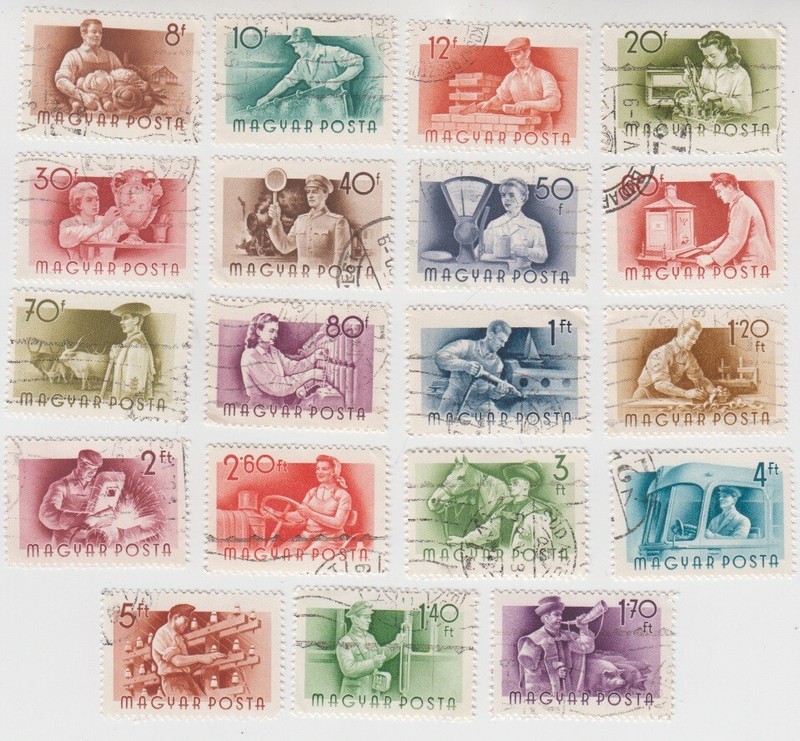 Hungary 1955. Hungarian Workers. Worker Occupations, Scott 1116 - 1134 NH CTO