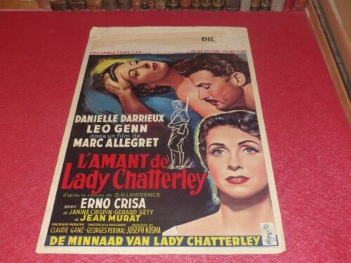 CINEMA AFFICHE ORIGINALE BELGE L'AMANT DE LADY CHATTERLEY DARRIEUX ALLEGRET 1955 - Afbeelding 1 van 1
