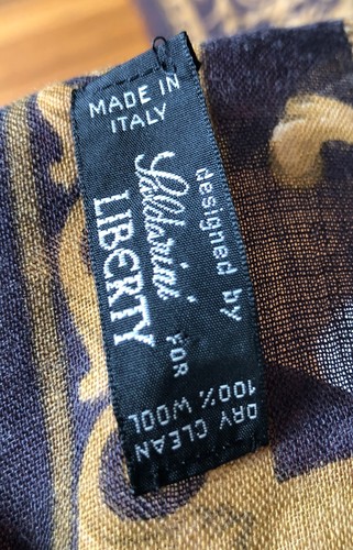 VTG SALDARINI FOR LIBERTY OF LONDON ITALY 52" WOOL SCARF HOLES BROWN GOLD RED - Picture 5 of 11