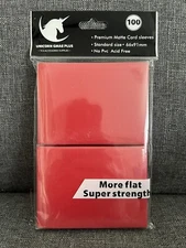 100 Premium Card Sleeves, Red, Matte Card Sleeves, Standard TCG Sleeves