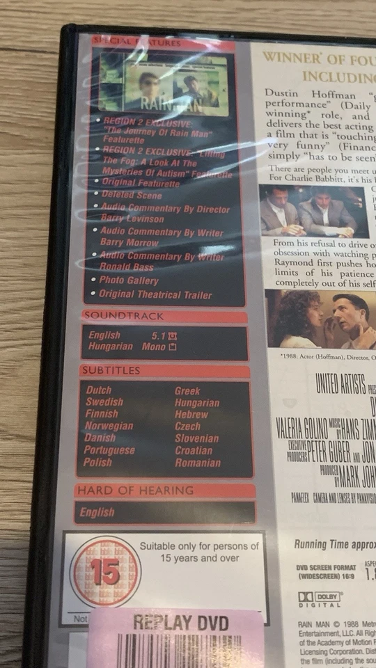 RAIN MAN ~ (1988) Special Edition Movie DVD Region 2 Cruise Hoffman - Image 4 of 4