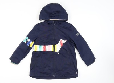 Joules Parka Jacke Mädchen blau mit Kapuze, 7 Jahre, Animalprint