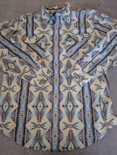 Panhandle Shirt Men Large Pearl Snap Purple Aztec Long Sleeve 52926