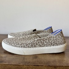 Rothy  s Pebble Spot Slip On Sneakers Womens Size 6.5 Leopard Cheetah Knit Flats