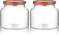 Glass Storage Container Airtight Food Jars Kitchen Canister with Wood Lids 47