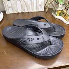 Crocs Iconic Comfort Flip Flops Black Slip On Sandals Sz 7Women
