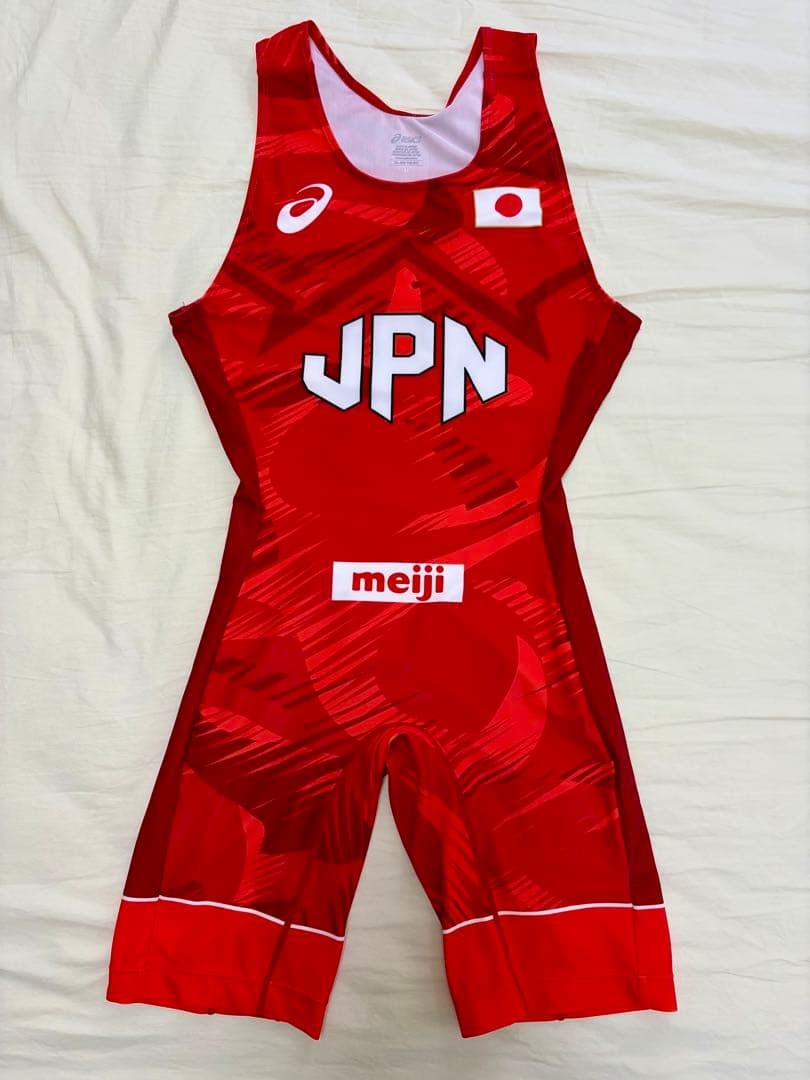 ASICS Japan Wrestling Singlet XL Red Team JPN Uniform Rare