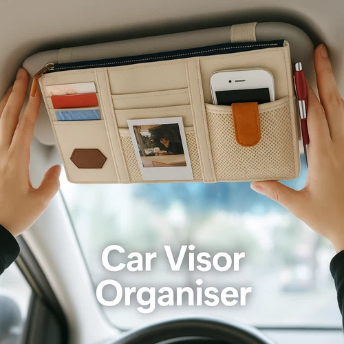 Car Sun Visor Organiser Storage Holder Cards Phone Pen Wallet Pouch Travel Multi