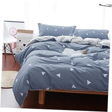 3 Pieces Duvet Cover Set Blue Queen 1 duvet cover  2 pillow shams Blue-gray