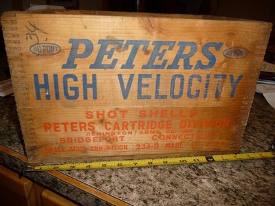 Vintage Peters High Velocity Shot Shells Wooden Ammo Crate Case Box 12ga Shotgun