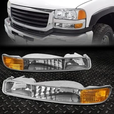 FOR 99-06 GMC SIERRA/YUKON CHROME HOUSING CLEAR LENS AMBER CORNER BUMPER LIGHT