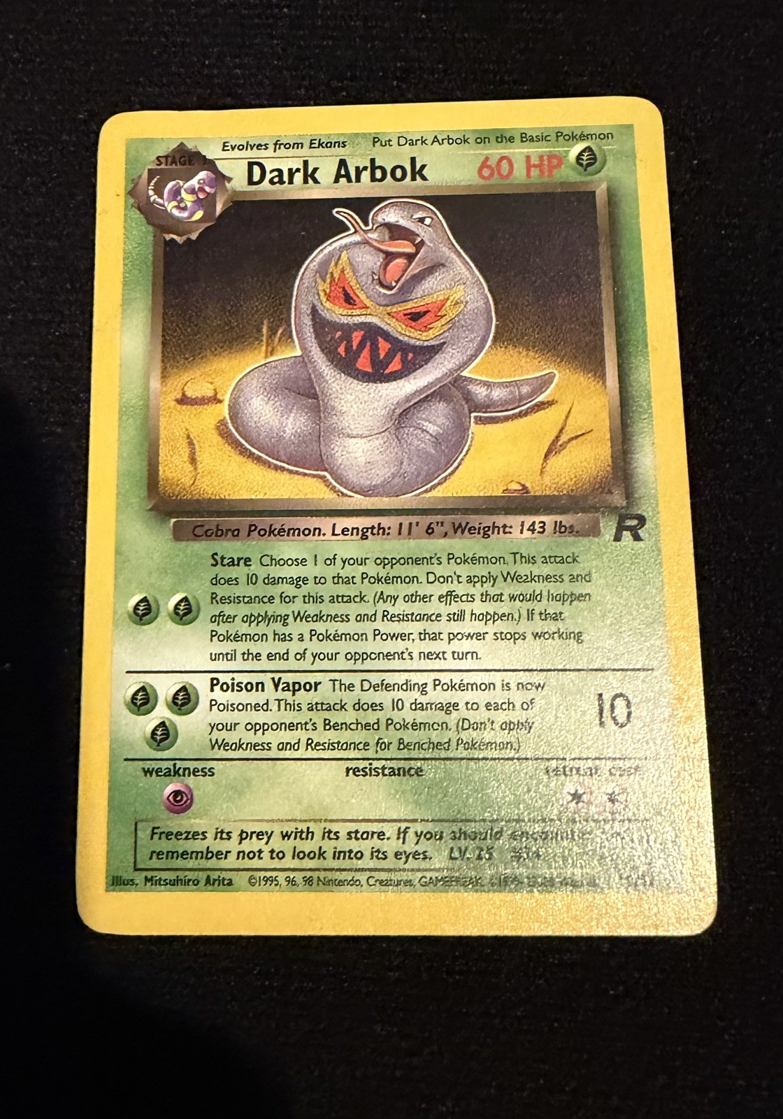 Dark Arbok 19/82 W Stamp Team Rocket 2000 WOTC Vintage Pokemon Card NM/LP