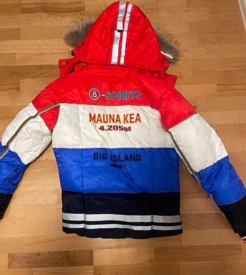 Bogner Sport Mauna Kea Herren/Frauen  Ski Daunenjacke M mit Kapuze rot/weiß/blau