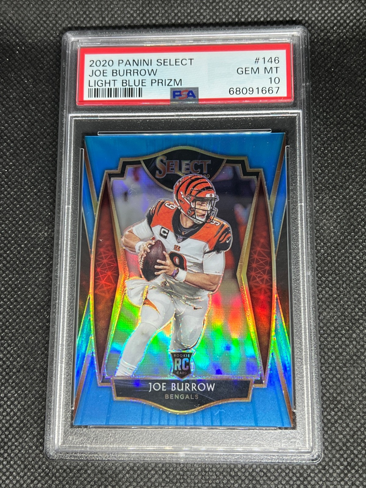 Joe Burrow 2020 Select Light Blue Premier Level Rookie RC 75/99 #146 PSA 10