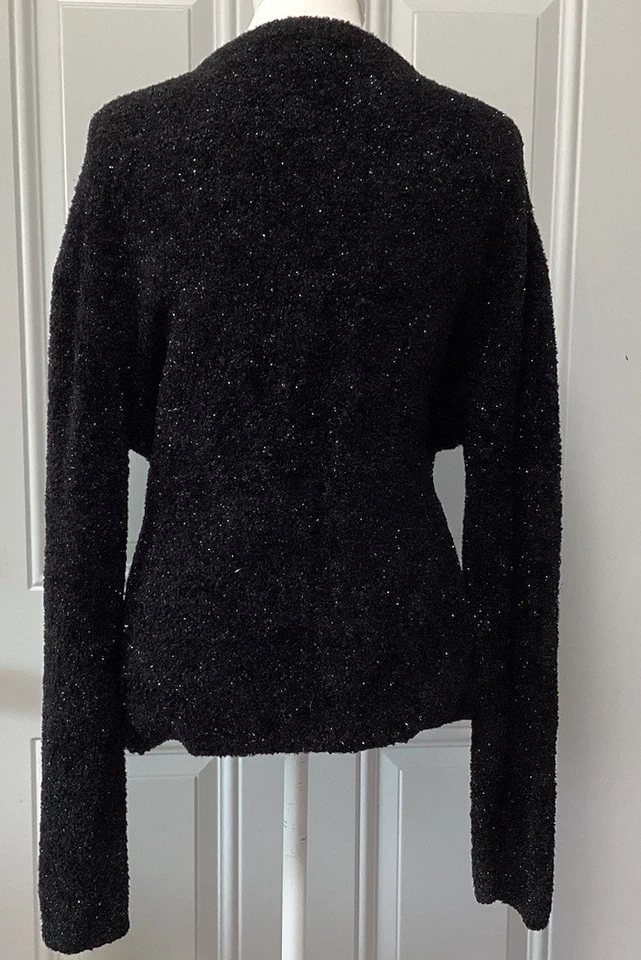 Suéter vintage para mujer Carole Little Knitware negro con botones talla X-grande Foto 3 de 4