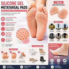 1 Pair Silicone Gel Metatarsal Pads Forefoot Cushion Ball of Foot Pain Relief