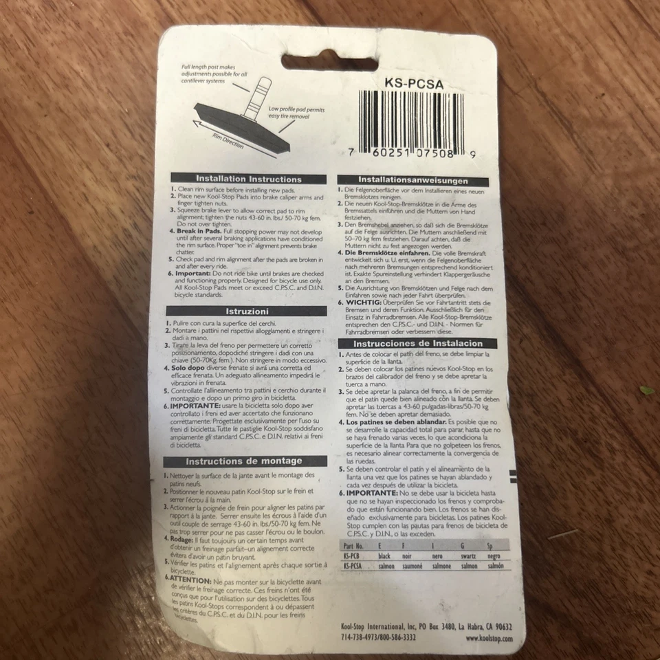 VTG NOS KOOL STOP Phat Padd bicycle CANTILEVER brake pads SALMON - Image 2 of 3