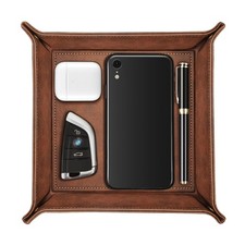 SITHON Valet Tray Desktop Storage Organizer   7.8" x x 1.9", Brown