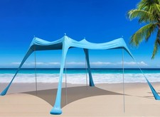 Family Beach Tent Canopy Sun Shade, Pop Up Grande Beach Tent Sun Shelter Stab...