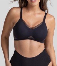 Honeylove CrossOver Wireless Mesh Bra Size 1X Black LWBR0302-2 EUC