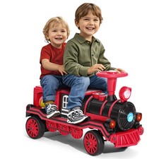 Large Red 2-Seater Electric 12V Battery Kids Ride On Train w/2 Speed,Music,Light