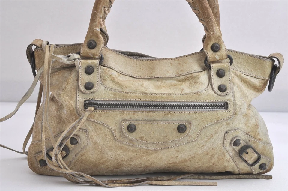 Auténtico Bolso de Mano BALENCIAGA Clásico El Primer 2 Vías Cuero Verde 4088N Foto 2 de 4