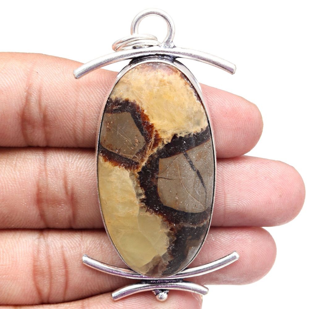 Septarian Jasper Pendant Silver Jewelry Gift For Her 2.75 Inch