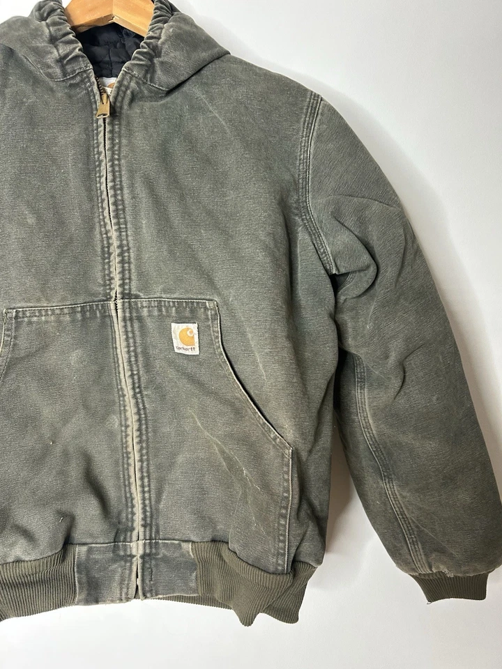 Chaqueta Carhartt Niños Grande Verde Sopa Lona Con Capucha Exterior  Foto 2 de 4