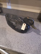 Vintage Pressed Wooden Duck Decoy Hand Painted, Glass Eye 19" X 7.5" 