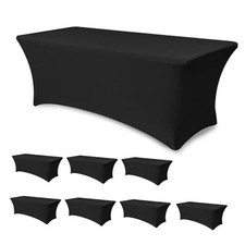 Table Cloths for 6 Foot Rectangle Tables-8 Pack Fitted 6 FT 8 Pack Black