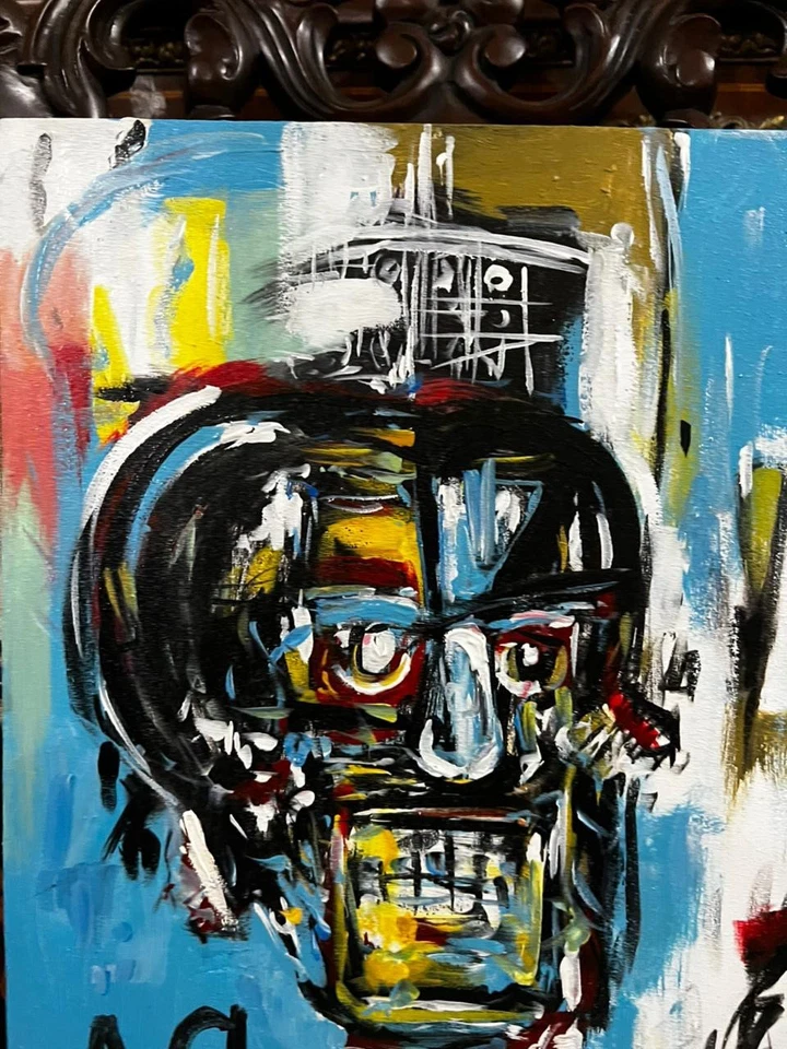 Jean-michel Basquiat - Amazing oil canvas painting - Stamped - signed - A1 - Image 2 of 4
