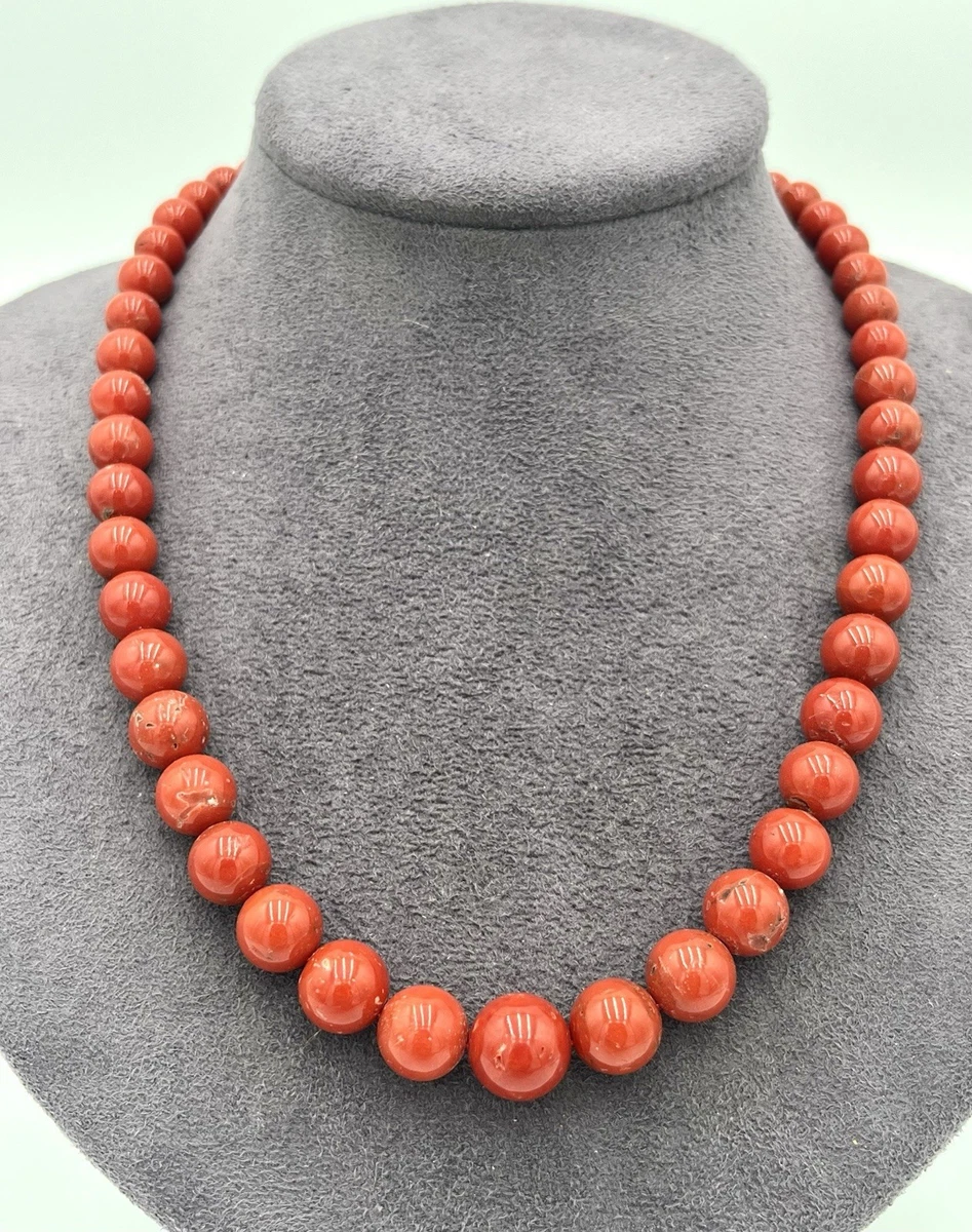 Collana Con Sfere In Corallo Rosso Del Mediterraneo In Oro Giallo 18kt Linea Classic