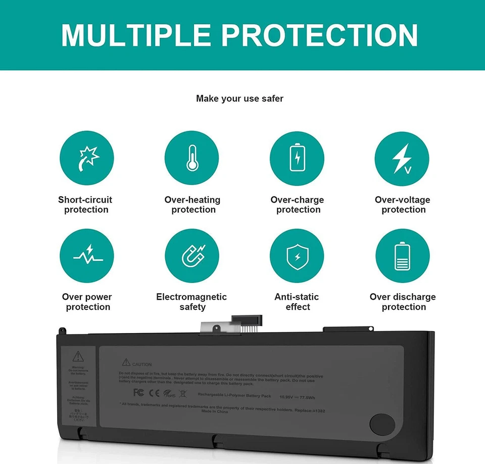 A1382 电池 适用于 A1286 苹果 MacBook Pro 15 英寸 2011 年底 2011 年中期 2012 — 第 4/4 张图片