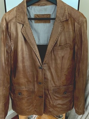 Milestone Mens Lamb Leather Blazer Light Brown Size 42 Large