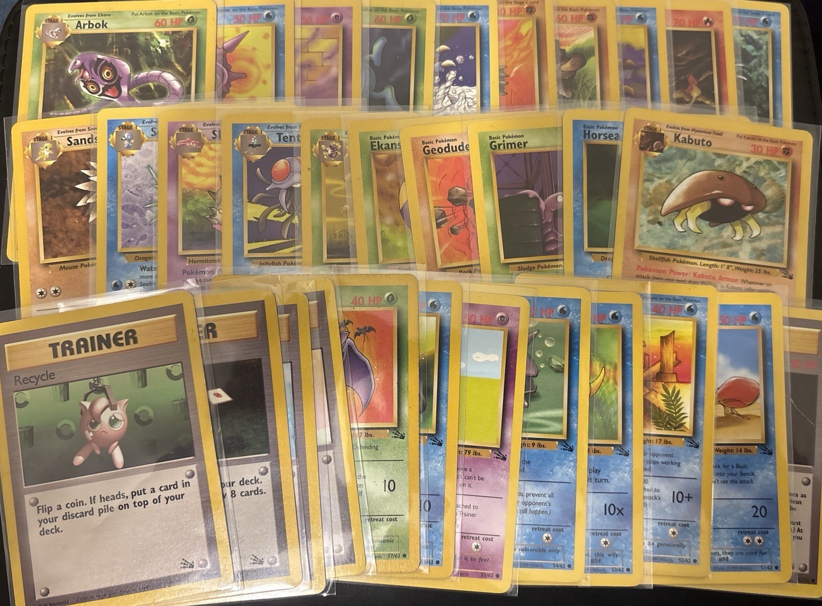 Pokemon 1999 Fossil #31-#62 All Common, Uncommon & Trainers 32 Card Set WotC Vtg