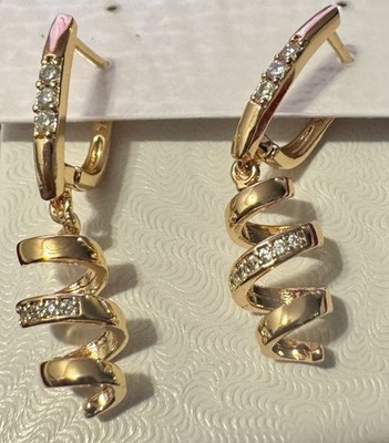 14k Vintage Rose Gold Filled /Plated Dangle Earrings Swirl Jewelry Women s 585rg