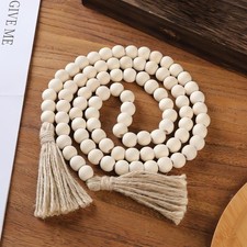Decorative Wooden Beads - 58'' Wood Tassel Garland, Boho Table Decor