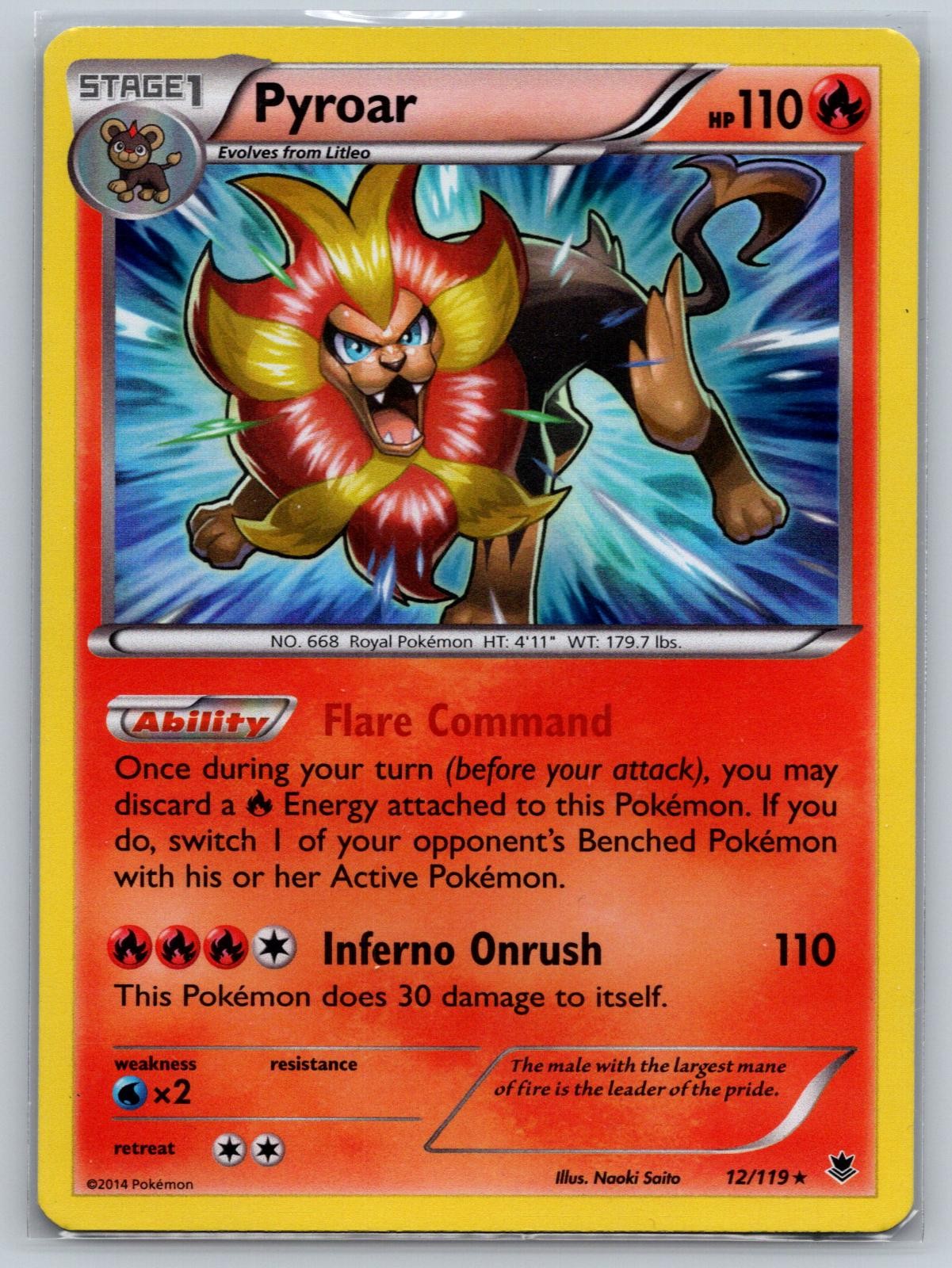 PYROAR 12/119 HOLO RARE PHANTOM FORCES POKEMON HOLO MP