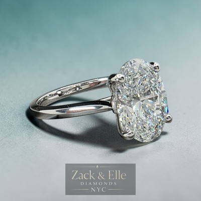 3.00 Ct E VS1 Oval IGI Certified Lab Grown Diamond Ring Set in 14k White Gold