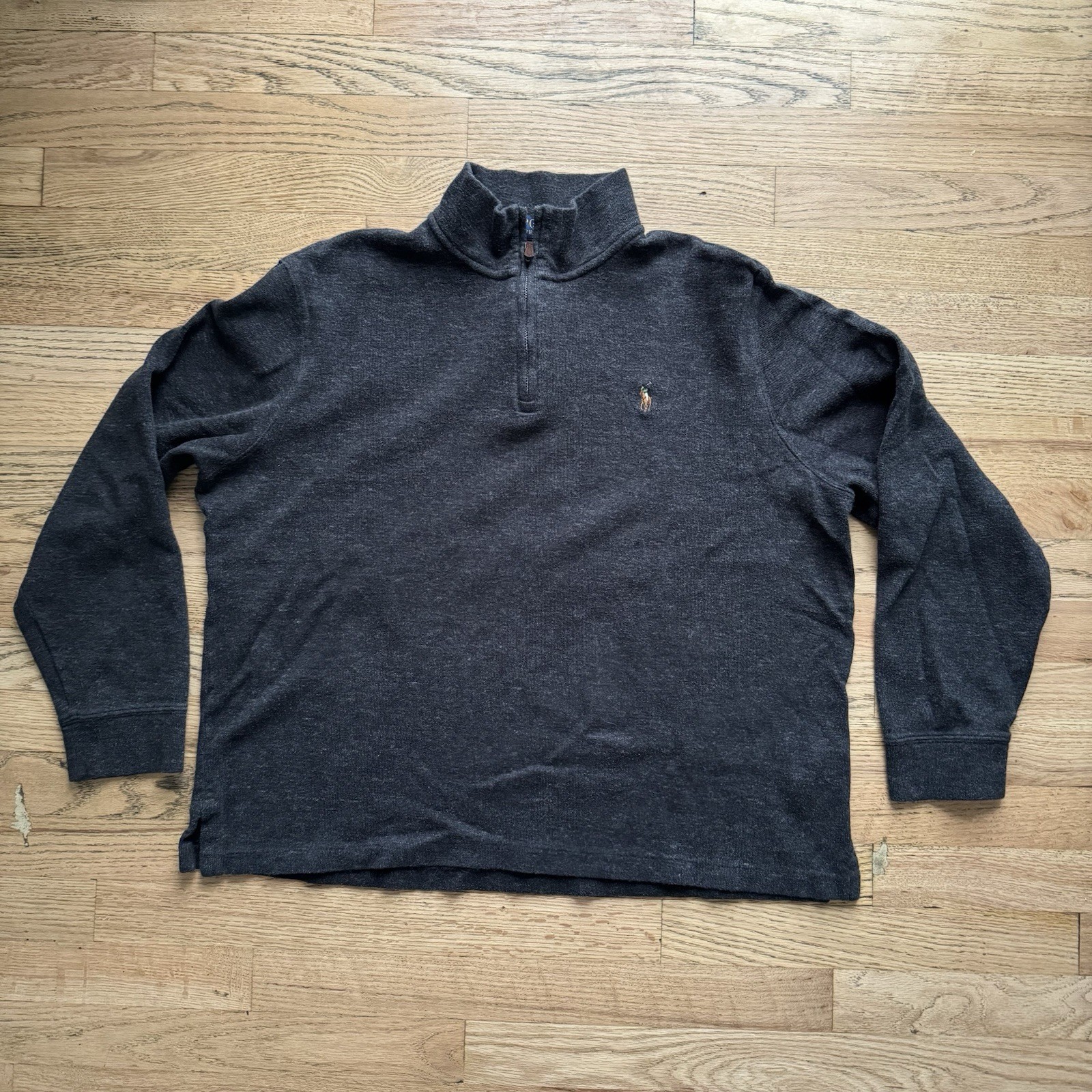 Polo Ralph Lauren maglione uomo L grigio estate costina carne pony maglia zip felpa