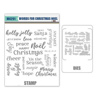 WORDS FOR CHRISTMAS NOEL Stamps and Metal Cutting Dies DIY Scrapbooking Paper