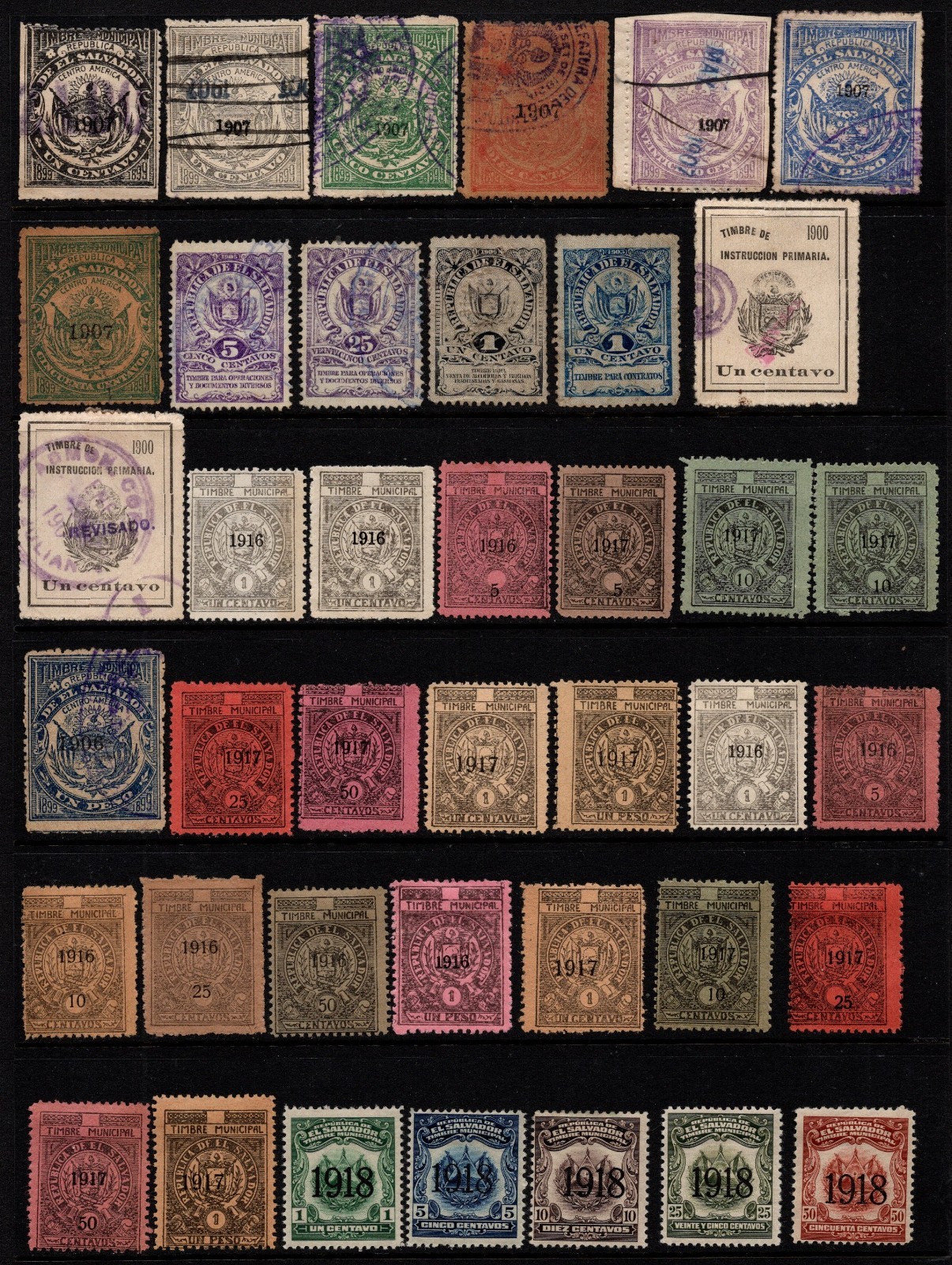 El Salvador- An Accumulation of Early Revenue Stamps MNG / MH / Used
