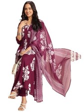 GoSriKi Women's Rayon Viscose Anarkali Printed Kurta with Pant  Dupatta