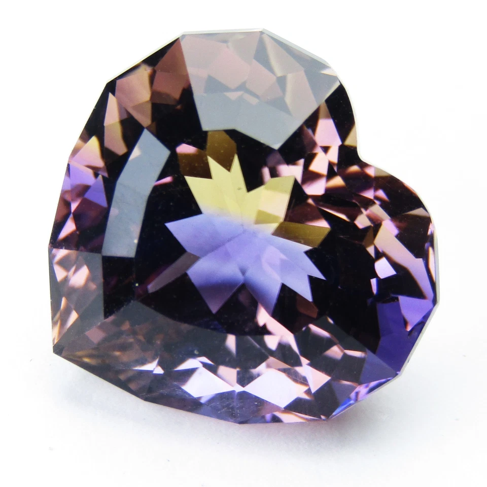 Impresionante ametrino natural 16,50 quilates 16x16,5x12,1 mm corazón corte mágico piedra preciosa suelta Foto 2 de 2