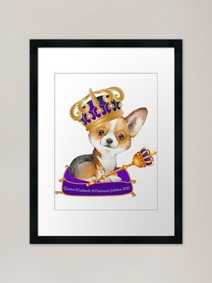 Corgi Celebrating Queen Platinum Ju gerahmtes Wandbild Poster Leinwanddruck Bild